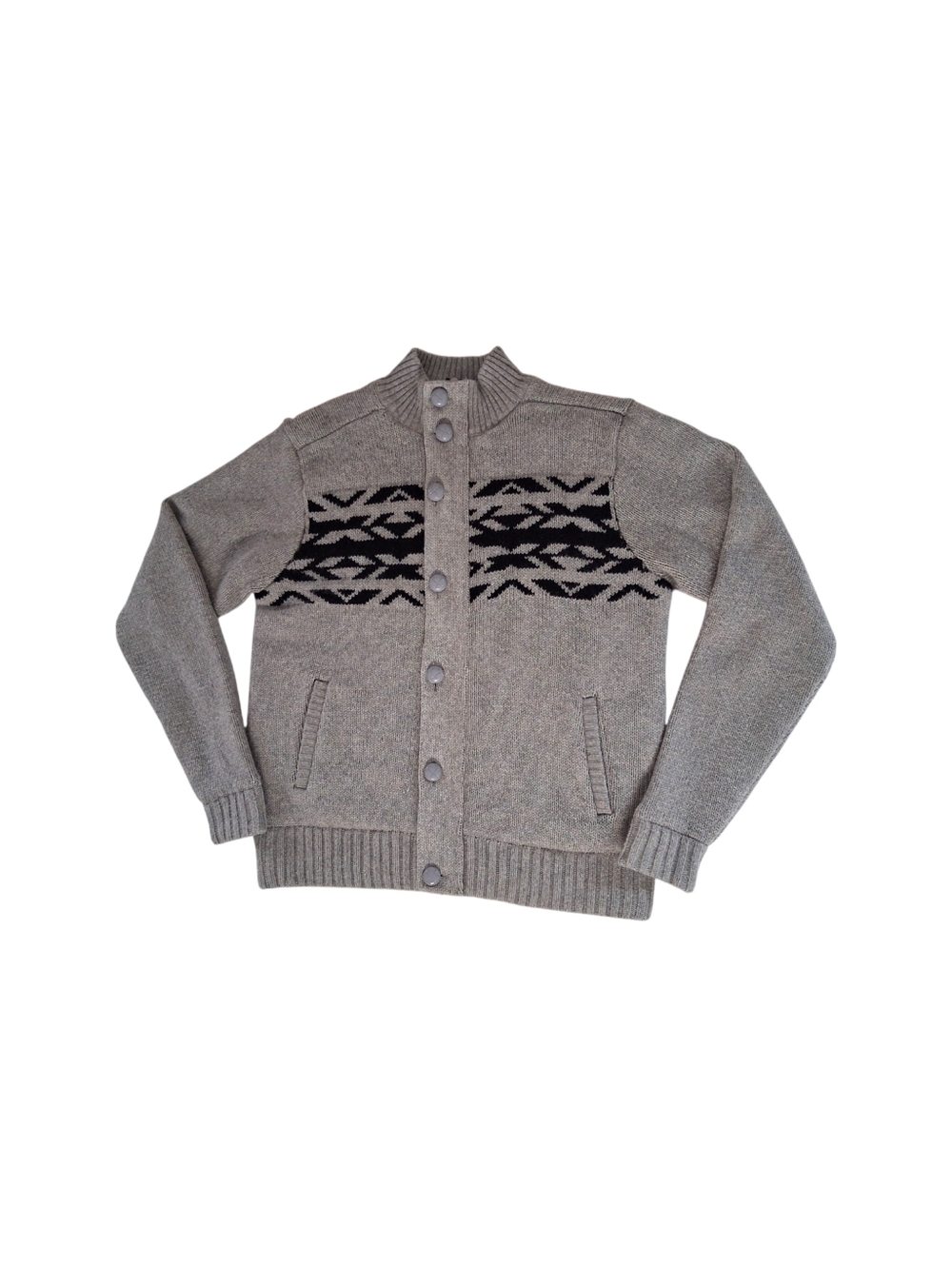 Groggy Sweater jacket Wool Zip up knit lined jacket gray black men’s size Large
